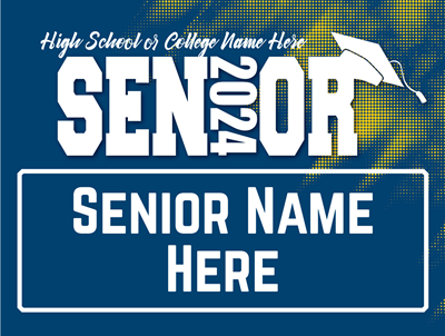 Navy Blue & Yellow Senior Yard Sign With Stake