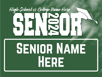 Forest Green & White Senior Yard Sign With Stake
